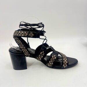 Calleen Cordero leather studded gladiators ankle straps block heel sandals 9